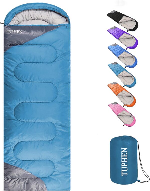 e438963af704b2fd tuphen- Sleeping Bags for Adults Kids Boys Girls Backpacking Hiking Camping Microfiber Liner, Cold Warm Weather 4 Seasons Indoor Outdoor Use, Lightweight & Waterproof