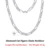 Rinntin Sterling Diamond-Cut Figaro Link Necklace for Men Women Trendy Punk Neck Chain Sier Jewelry SC27