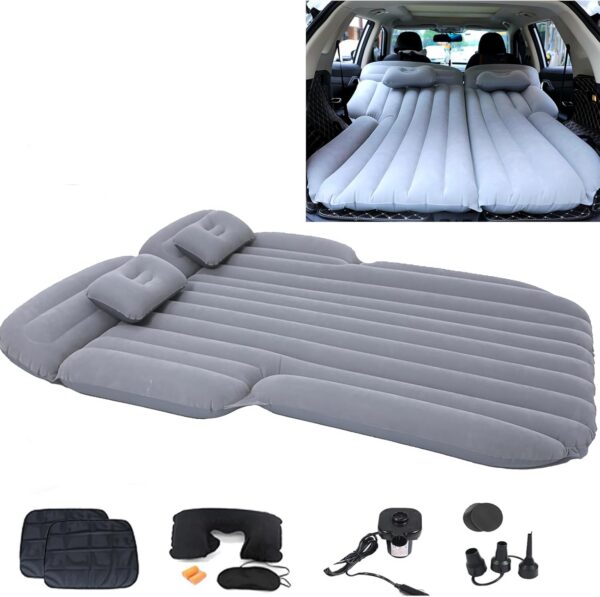 Inflatable SUV Air Mattress 3 in 1 Thickened Flocking Inflatable Car Camping Travel Air Mattress with 2 Pillows & Air Pump,Portable Car Sleeping Bed for SUV|MPV|Minivan