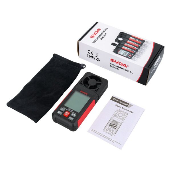 GVDA Digital Anemometer Handheld Meter GD155 for Measuring Speed Temperature and Wind Chill with Backlight LCD