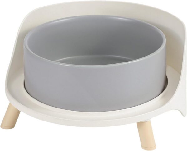e453276d33dc972d Cat Food Water Bowl Set - Raised Cat Bowls with Non Slip Stand - Elevated Puppy Bowls for Small Dogs - Double Ceramic Cat Feeding Bowls with Splash Proof Guard - Tall Cat Dishes - 2 x 480 ML - 16.2 OZ