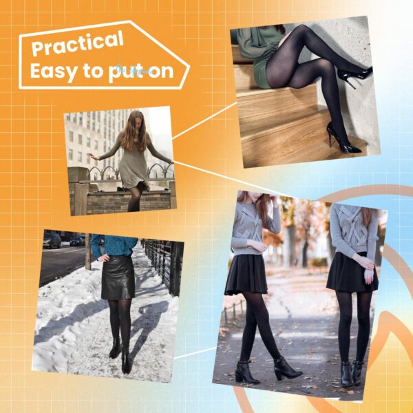 Caprilite 2 Pairs Fleece Lined Tights-Fake Translucent Leggings High Waist Pantyhose Sheer Thick Warm Tights For Women