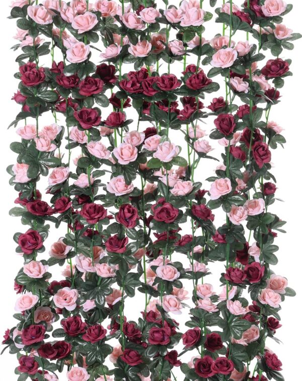 e46978f661c63c51 PARTY JOY 5pcs 41Ft Flower Garland Fake Rose Vine Artificial Flowers Hanging Rose Ivy Hanging Baskets Wedding Arch Garden Background Decor