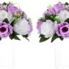 e46a9ad37a3fbb35 NUPTIO Flower Ball Arrangement Bouquet - 2 Pcs 9.5 inch Diameter Dusty Rose Fake Flowers Roses Balls for Centerpieces Tables - Artificial Rose Arrangements for Wedding Centerpiece Table Decorations