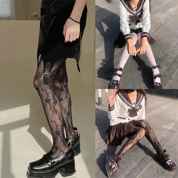 e49745a7f3c564ba Women Socks Love Flower Mesh Kawaii Japanese Girls Lolita Ins Stockings Cute White Pantyhose Spring Summer Ultra-thin Transparent Hosiery