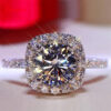 e49bed37ee3ee1f4 Smyoue 0.3-3CT D Color Certified Moissanite Rings for Women Square Sparkling Lab Diamond Promise Band 100% Sterling Sier