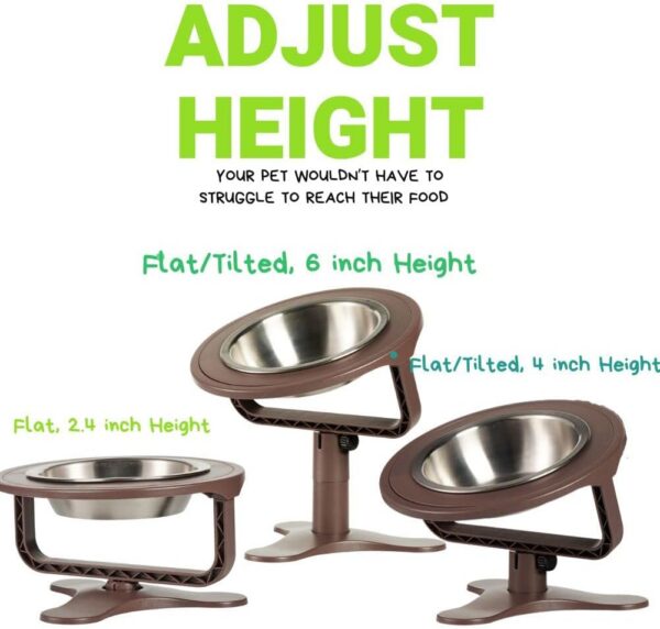 Adjustable Raised Cat Food Bowl, Tilted Elevated Bowl (1-Pack, Black)