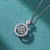 AETEEY 1CT D Color Real Moissanite Round Pendant Necklace For Women Lab Diamond S Sterling Sier Fine Jewelry Gift NE019