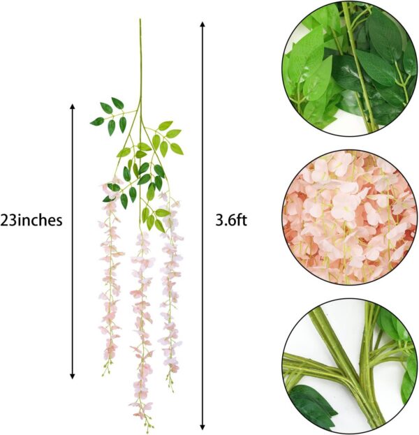 e4c54e726d1ee4dc CEWOR 24pcs Wisteria Hanging Flowers 3.6ft Artificial Vines Fake Garland Silk Flower String for Wedding Party Garden Outdoor Greenery Home Wall Decoration (Purple)