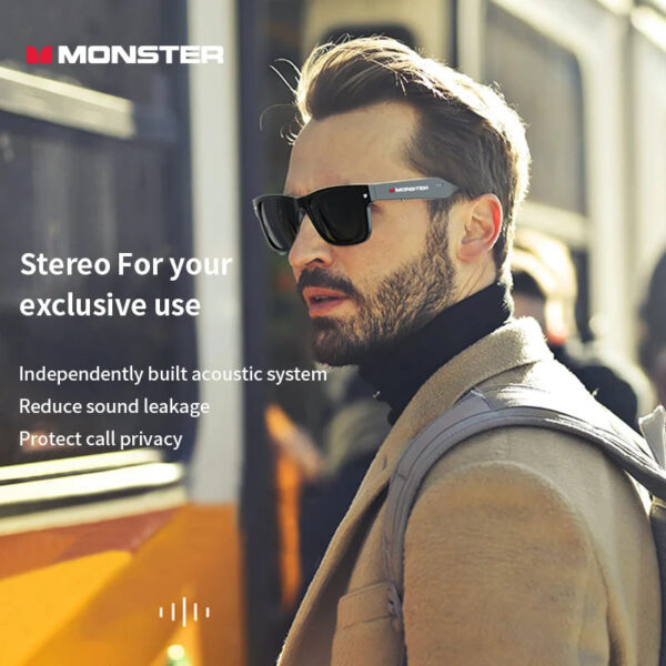 Monster Smart Glasses Headset Wireless Bluetooth Sunglasses Outdoor Sport Earphones Calling Music Eyeglasses With Mic
