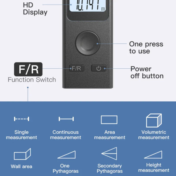 Mini Rangefinder 30M High Precision Measurement Laser 24g USB Rechargeable Handheld Distance Meter Smart Portable