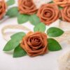 Mocoosy 50Pcs Artificial Rose Flowers, Burnt Orange Fake Roses for Decorations, Real Touch Terracotta Foam Rose Bulk with Stems Rust Floral Arrangements Wedding Valentine's Day Party Home Table Decor