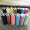 20oz Skinny Tumbler With Seal Lids Rainbow Straws Stainless Steel Thermos Bottle Double Insulated Water Cup For Travel