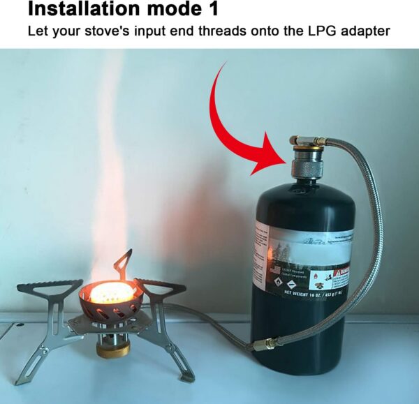 e4fb243dbe6c6c80 Hotop 2 Pieces Camping Stove Adapter 1 Lb Propane Small Tank Input EN417 Lindal Valve Output Outdoor Cylinder LPG Canister Adapter