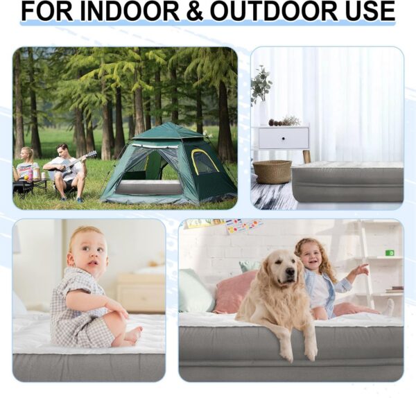 e5073a9e1eed663c Queen Air Mattress with Built-in Pump - 18 Inch Extra Thick, Luxurious Velvet Plush Surface & Reinforced Edge - Portable Inflatable Bed for Home, Camping & Travel - Hotel-Like Comfor - Grey