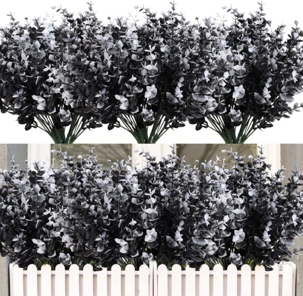 e50f613e814a0d63 RECUTMS 12 Bundles Outdoor Artificial Flowers UV Resistant Fake Boxwood Plants, Faux Greenery for Indoor Outside Hanging Plants Garden Porch Window Box Home Wedding Farmhouse Décor(Yellow)
