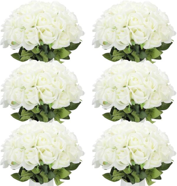 e510e4567776a04a 50 Pcs Artificial Rose Flower Realistic Silk Roses with Stem Bouquet of Flowers Plastic Flowers Real Looking Fake Roses for Home Wedding Centerpieces Party Decorations (Blue)