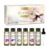 e5137824cf609029 EUQEE 6 Bottles Floral Series Essential Oils Set For Diffuser Candle Making-Rose Lavender Ylang Ylang Jasmine Geranium Chamomile