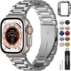 e53cfc860b0a67e4 Fullmosa Compatible Apple Watch Bands 41mm 40mm 38mm, Stainless Steel iWatch Band with Case for Apple Watch Ultra2/Ultra Series 9/8/7/6/5/4/3/2/1/SE/SE2, Rose Gold(Short)