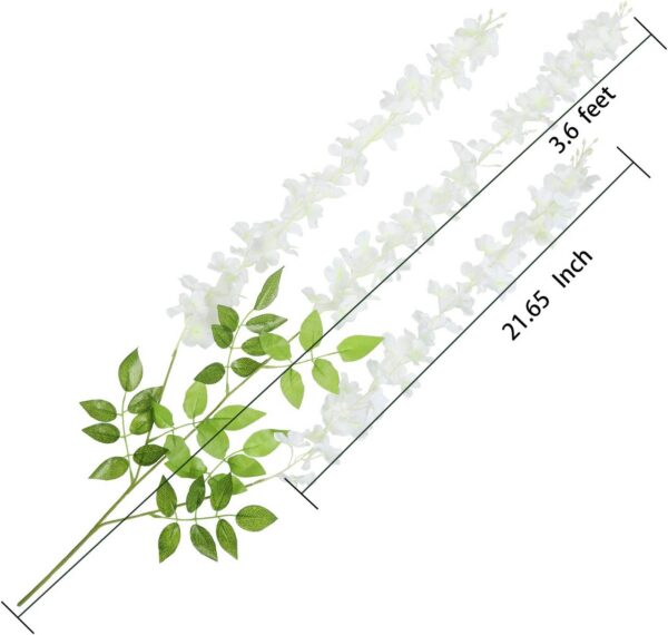 U'Artlines 24 Pack (Total 86.4 Feet) Artificial Fake Wisteria Vine Rattan Hanging Garland Silk Flowers String Home Party Wedding Decor (24, White)