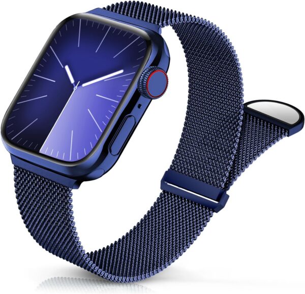 Sunnywoo Metal Stainless Steel Band Compatible with Apple Watch Bands 40mm 38mm 41mm 42mm 44mm 45mm 49mm,Silver Loop Adjustable Magnetic Strap for iWatch Series Ultra 8 7 6 5 4 3 2 1 SE for Women Men