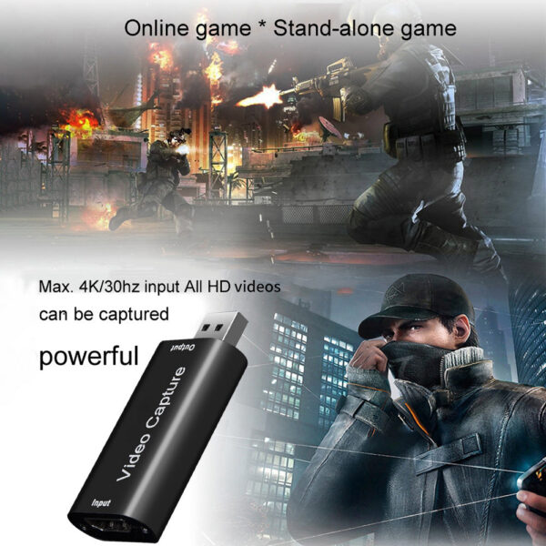 4K Video Capture Card USB2.0 HDMI-compatible 1080P 60fps Grabber Recorder for PS4 Game DVD Camera Recording Live Streaming