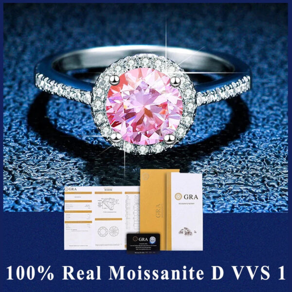 e57085f0cf7e5af4 100% Real Moissanite Ring D VVS1 Pass Diamond Test Pen Adjustable Size S925 Sliver GRA Certificate Wedding Rings for Women