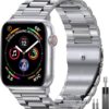 e57a89d2d35053c1 EPULY Compatible with Apple Watch Band 42mm 44mm 45mm 38mm 40mm 41mm, Business Stainless Steel Metal Wristband for iWatch SE & Series 7 6 5 4 3 2 1 for Men Women (Silver, 41mm 40mm 38mm)