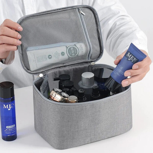 1pc Business Trip Men's Toiletry Double Layer Large Capacity Cosmetic Oxford Cloth Storage Bag Portable Handbag