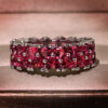 Fashion Lady Sier Pink Heart-shaped Full Diamond Zircon Engagement Bridal Jewelry Christmas Gift Cute Ring