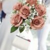 Artificial Rose Flower Dusty Rose Flower Silk Flowers 12 pcs with Long Stem Silk Roses Bouquet for Wedding Bridal Shower Party Home Decoration