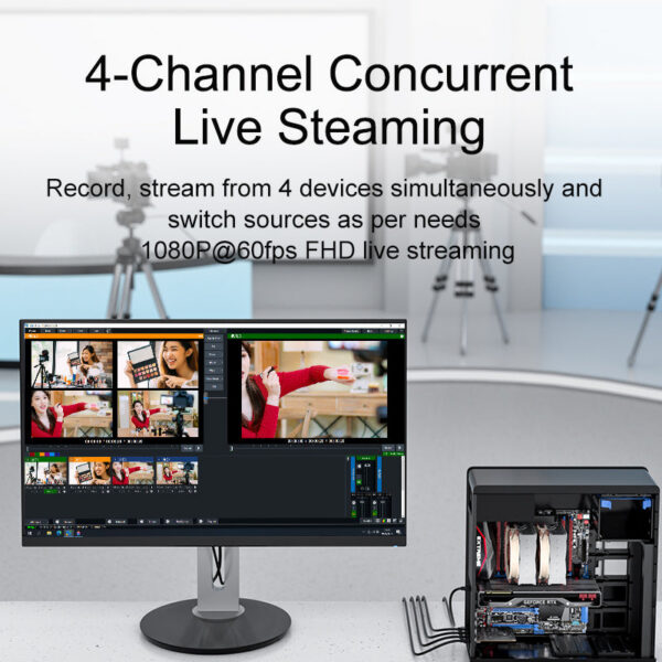 e5ca835ab5469520 Acasis 4 Channel HDMI-compatible PCIE Video Capture Card 1080p 60fps OBS Wirecast Live Broadcast Streaming Adapter Quad Ports