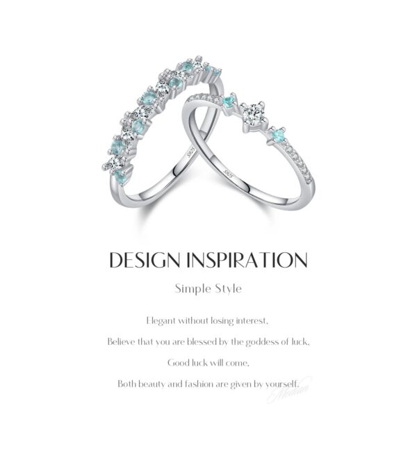 MODIAN 925 Sterling Silver Exquisite Eternity Band Paraiba Color CZ Ring Mint Green Stackable Rings For Women Fine Jewelry