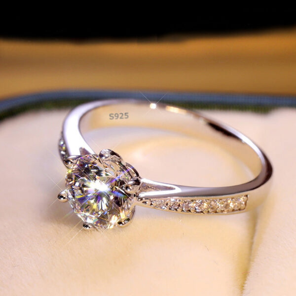 e5d28b808a92ba87 Allergy Free 100% Real Sterling Sier Rings Women Round 1 Carat Zirconia Diamant Engagement Wedding Band Fine Jewelry