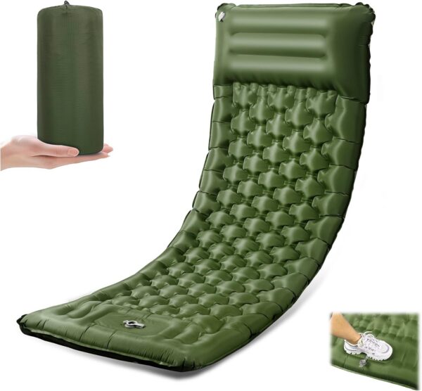 Sleeping Pad for Camping, Ultralight 4.7" Extra-Thick Inflatable Camping mat with Pillow Built-in Foot Pump, Compact Lightweight Air Mattress for Camping Backpacking Hiking Car Travel Tent, Navy Blue