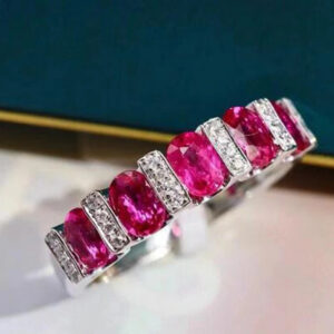2024 NEW Classic Oval Ruby Full Diamond Couple Ring For Women Geometric Zirconia S Sierd Christmas Gift Party Jewelry