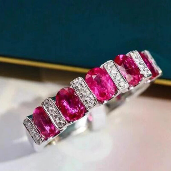 e5f4ba868027ad86 2024 NEW Classic Oval Ruby Full Diamond Couple Ring For Women Geometric Zirconia S Sierd Christmas Gift Party Jewelry