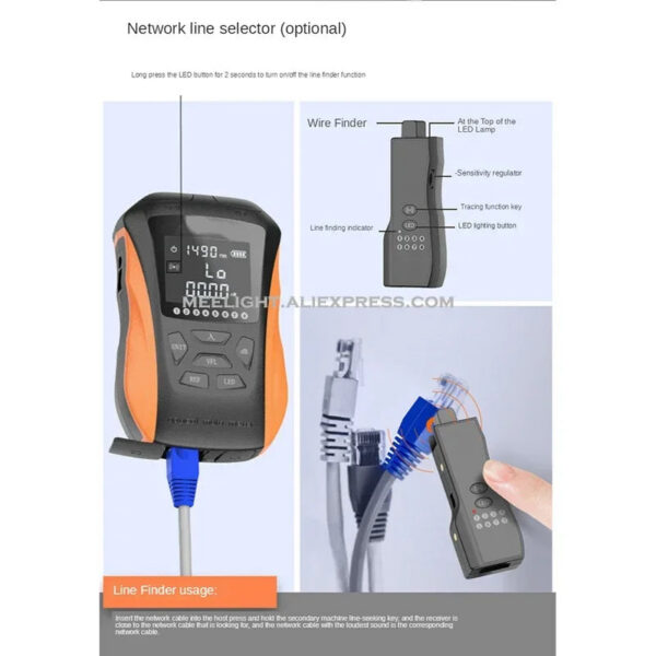 FTTH Tool Fiber Optic OPM Optical Power Meter Visual Fault Locator VFL 5/15km RJ45 Tester Cable Tracker Mini Red Fiber Pen