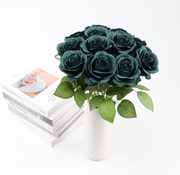 Artificial Rose Flower Dusty Rose Flower Silk Flowers 12 pcs with Long Stem Silk Roses Bouquet for Wedding Bridal Shower Party Home Decoration