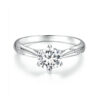 BAMOER D Color VVS1 EX Ring 1ct Round Moissanite Diamond Solitaire Engagement Sterling Sier Rings For Women