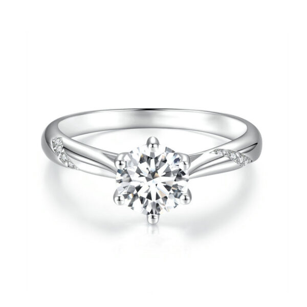 BAMOER D Color VVS1 EX Ring 1ct Round Moissanite Diamond Solitaire Engagement Sterling Sier Rings For Women