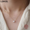 e607f79bc8ad8876 LGKGL Sterling Sier Sparkling Clavicle Chain Choker Simple 5A Zircon Gypsophila Pendant Necklace For Women