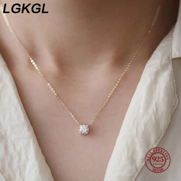 e607f79bc8ad8876 LGKGL Sterling Sier Sparkling Clavicle Chain Choker Simple 5A Zircon Gypsophila Pendant Necklace For Women