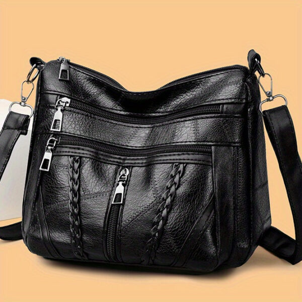 e611691e6d0e6bb8 Braided Detail Crossbody Bag, Fashion Multi Pockets Purses, Vegan Leather Shoulder Bag For Middle-aged And Elderly Women