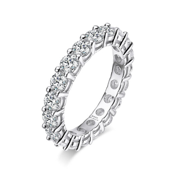 OEVAS 2.2 Carat 3MM Moissanite Full Circle Row Ring Sterling Sier Pass Diamond Test For Women Wedding Fine Jewelry