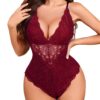 Avidlove Women Snap Crotch Lingerie Sexy Bodysuit Deep V Teddy One Piece Lace Babydoll