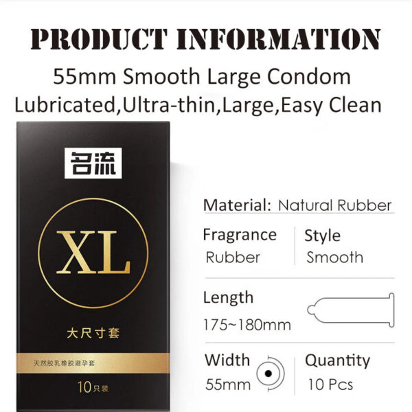 10pcs/Box Extra Large Ultra Thin Lubricated Condom 56MM Smooth Latex Penis Condoms for Male Adult Sex Dick Cock Sleeve for Homme