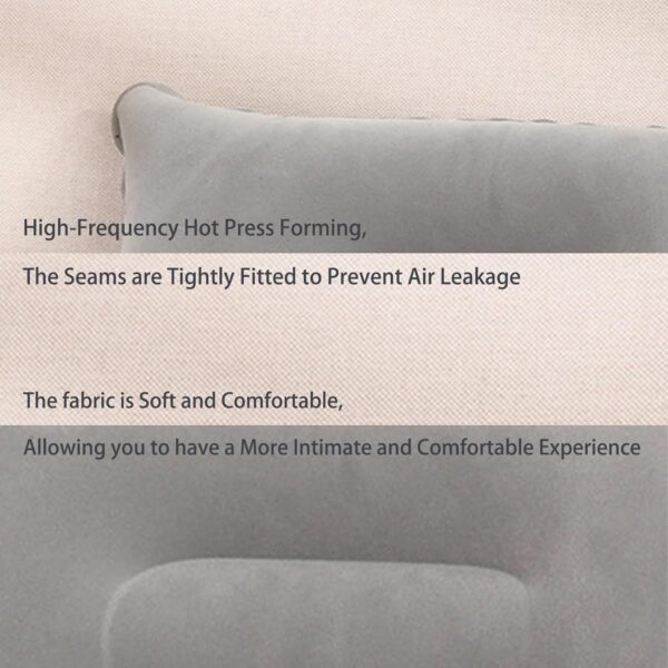 2 Pack Gray Ultralight Inflatable Pillow Small Squared Flocked Fabric Air Pillow for Hiking, Camping, Traveling, Napping, Desk Rest, Neck & Lumbar Support
