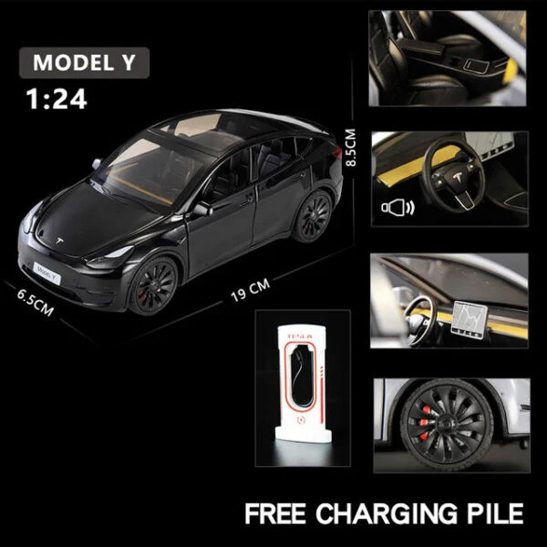 e643c892b9829bfe 1:24 Tesla Y 3 S Metal Alloy Diecast Model Sound And Light Children's Toy Collectibles Birthday Gifts
