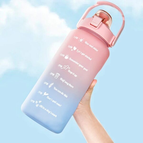e6466d43f65872ea 3Pcs Gradient Plastic Set Large Capacity Sports Water Bottle Outdoor Travel Gym Fiess Jugs Student Portable Cup WIth Straw